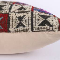 Large Kilim Pillow Cover 24'' Handwoven Turkish Bohemian Cushion - thumbnail 4