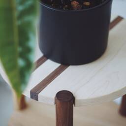 Multi-Color Wood Side Table, Round End Minimalist Nightstand - thumbnail 2