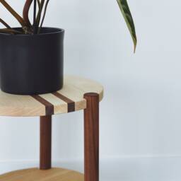 Multi-Color Wood Side Table, Round End Minimalist Nightstand - thumbnail 4