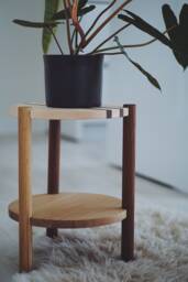 Multi-Color Wood Side Table, Round End Minimalist Nightstand - thumbnail 1