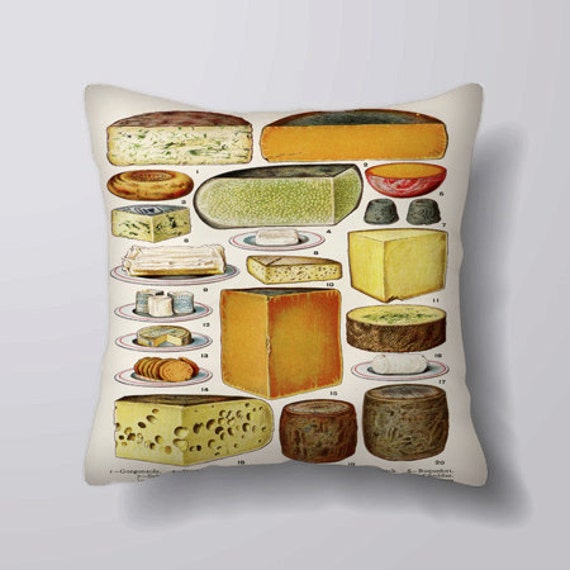 Vintage Food Cheese Dairy - Can Be Customizeable Personlized Cushion Cover Case Or Stuffed With Insert - image 1