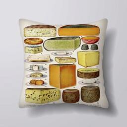 Vintage Food Cheese Dairy - Can Be Customizeable Personlized Cushion Cover Case Or Stuffed With Insert - thumbnail 1