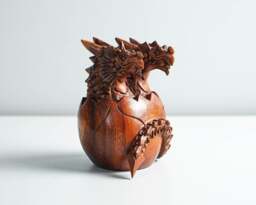 Twins Baby Dragon Sculpture, Chinese Dragon, Newborn, Mystical Animal, Handmade Item, Wooden Figurine, Gift For Grand Parents, Best Gift - thumbnail 1