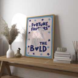 Retro Quote Wall Art - Fortune Favors The Bold Print Mid Century Poster Colourful Decor - thumbnail 1