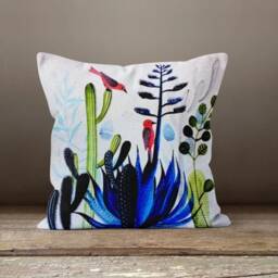Cactus Cushion Cover/Green Cactus Pillow Case/Pink Botanical Cover/Home Decor Cushion/Gift For Her/Floral Throw - thumbnail 2