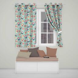 Snowman Snow Globe Poinsettia Winter Christmas On Teal Background Seamless Readymade Eyelet Ring Top Thermal 100% Blackout Curtains - thumbnail 1
