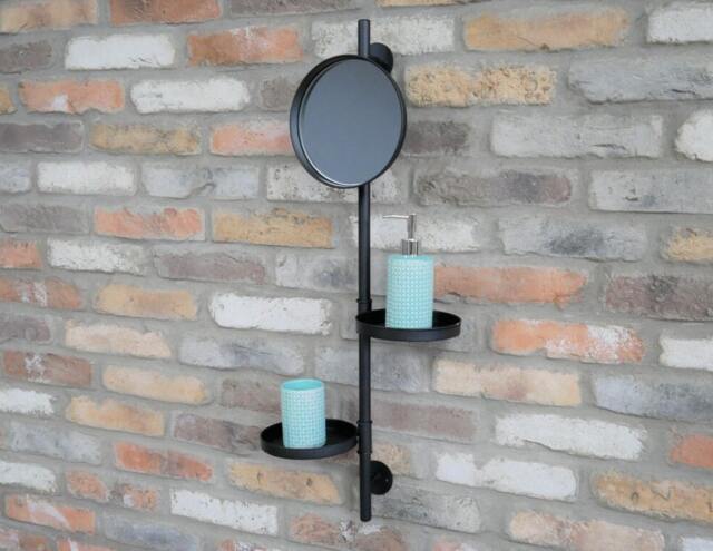 Utility Mirror With Shelves - Industrial Style Wall Unit Slimline Vanity Bathroom Shelf - image 1