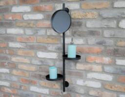 Utility Mirror With Shelves - Industrial Style Wall Unit Slimline Vanity Bathroom Shelf - thumbnail 1