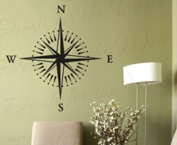 Compass Rose Wall Decal Map Navigator Office Library Vinyl Sticker Art Large Decoration Sign Graphic Decor Mural G63 - thumbnail 1
