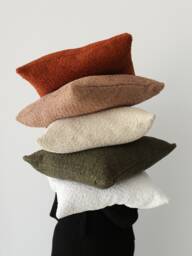 Soft Textured Boucle Throw Pillow Cover, Puffy & Fluffy Handmade Lumbar Case, Hidden Zipper, Euro Sham, Any Size, 10 Color Options - thumbnail 1