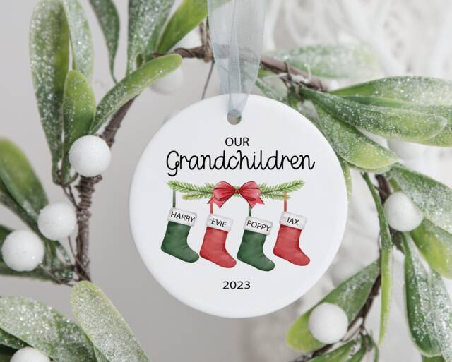 Personalised Grandchildren Christmas Ornament Family Stockings Bauble 2025 - image 1