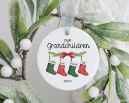 Personalised Grandchildren Christmas Ornament Family Stockings Bauble 2025 - thumbnail 1
