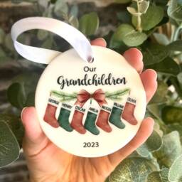Personalised Grandchildren Christmas Ornament Family Stockings Bauble 2025 - thumbnail 2