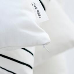 Hand-Drawn Geometric Pillow Cover Modern Black & White Cotton Cushion - thumbnail 3