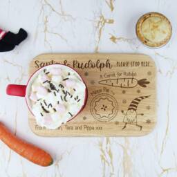 Santa & Rudolph Please Stop Here Personalised Drink & Biscuit Christmas Eve Plate/Board, Mince Pie Or Cookie For Father - thumbnail 4