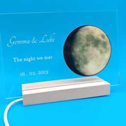 Personalised Moon Phase Plaque With Light Up Wooden Stand. To Your Special Date - thumbnail 3