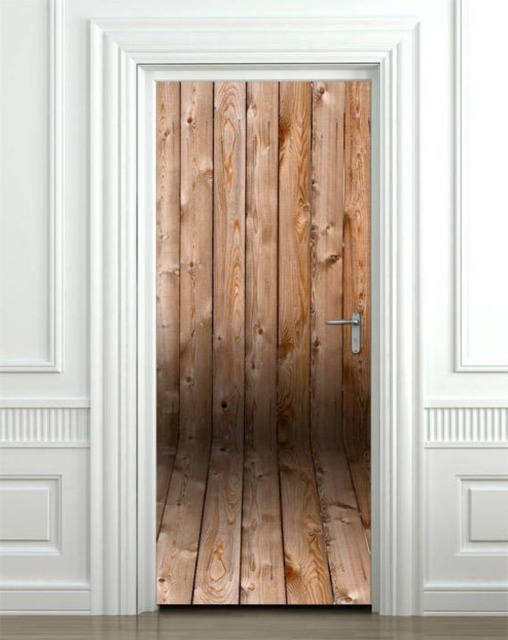 Wooden Planks Wall Door Sticker, Wood Decal, Textured Cover, Wallpaper Mural Home Decor - image 1