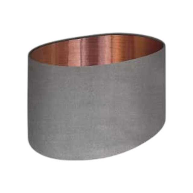 Oval Rounded Lampshade Light Shade Grey Velvet Fabric Brushed Copper Lining - image 1