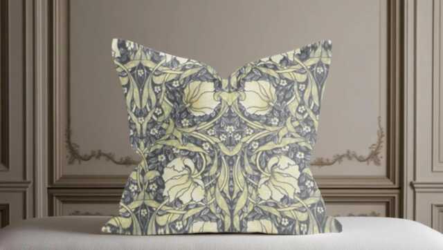 William Morris Pimpernel Blue/Cream Cushion, Handmade Pillow, Decorative Scatter Arts & Crafts Sofa Cushion - image 1
