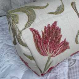"Floral Cushion For Sofa Or Bed, Decorative Throw Pillow Made in John Lewis Colette Fabric , Cylinder Size 16"" X 6" - thumbnail 3