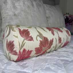 "Floral Cushion For Sofa Or Bed, Decorative Throw Pillow Made in John Lewis Colette Fabric , Cylinder Size 16"" X 6"