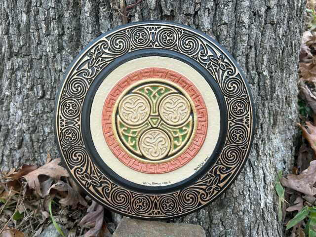 Celtic Family Circle - Cast Paper Blessing Irish Art Scottish Gift -Celtic Wheel - image 1