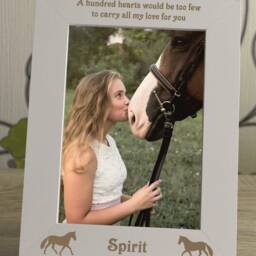 Horse Lovers Personalised Engraved Wooden Photo Frame Memorial Keepsake Gift Size 5 X 7 Oak, White Pet Pony Friend Love - thumbnail 2