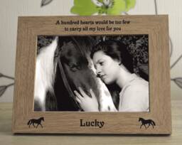 Horse Lovers Personalised Engraved Wooden Photo Frame Memorial Keepsake Gift Size 5 X 7 Oak, White Pet Pony Friend Love - thumbnail 1