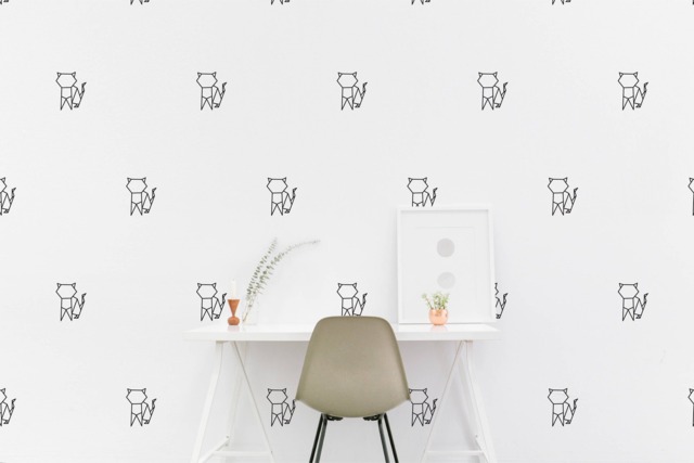 Cat Origami Wall Decal Kitty Kids Room Wall Sticker Living Bedroom Pattern Wallpaper Vinyl Decals Stickers Home Decor - image 1