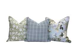 Duckegg Plaid Textured Cushion Covers By P Kaufmann, Luxurious Australian-Made Cushions, Hampton Style Decor, Lumbar & Bolster Cushions - thumbnail 1