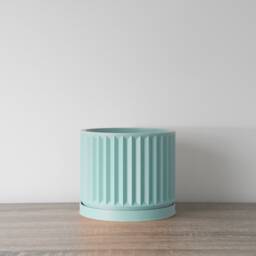 "Classical Planter With Drainage & Saucer in Cotton Candy Blue, Unique 3D-Printed Plant Pot, Small To Large Sizes 4"" 5"" 6"" 7"" 8" - thumbnail 3