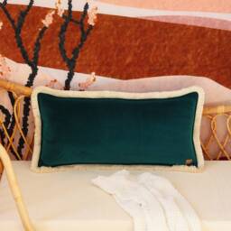 Mustard Soft Velvet Bolster With Fringe, Decorative Pillow, Velvet Modern Pillows, Exclusive Home Decor Cushion - thumbnail 2