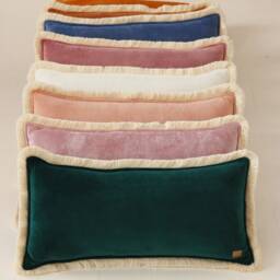 Mustard Soft Velvet Bolster With Fringe, Decorative Pillow, Velvet Modern Pillows, Exclusive Home Decor Cushion - thumbnail 3