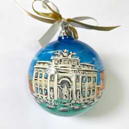 Trevi Fountain Christmas Ornament, Painted Souvenir With Italian Monuments. Precious Gift For Doctors, Architects, Lawyers & Collector - thumbnail 1