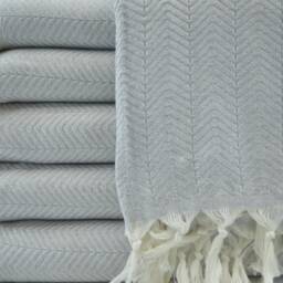 "Light Gray Blanket, King Size Blanket, Turkish Towel, Bed Rug, 200cmx225cm, Throw, Beach Blanket, 79""x89" - thumbnail 3