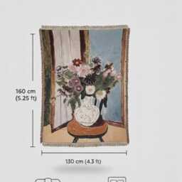 Art Nouveau Style Floral Woven Blanket - Vintage Look Wall Tapestry Throw - thumbnail 4