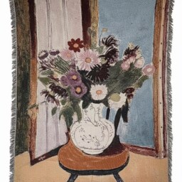 Art Nouveau Style Floral Woven Blanket - Vintage Look Wall Tapestry Throw - thumbnail 3