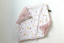 Dream Lovie. Security Blanket. Personalized Lovey. Faux Fur Gray Pink Gold Stars. Mini Baby Minky Shower Gift