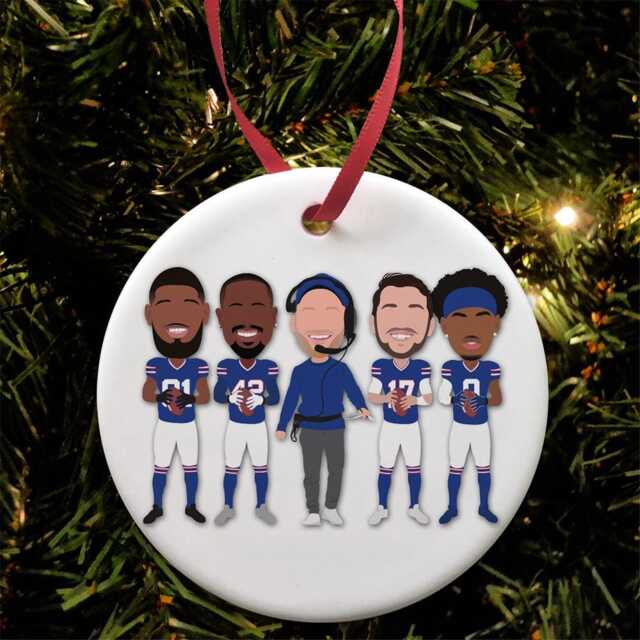 Bills 2024-25 American Football Christmas Tree Decoration Flat Ceramic Bauble Choice Of Design Great Buffalo Fans Gift - image 1