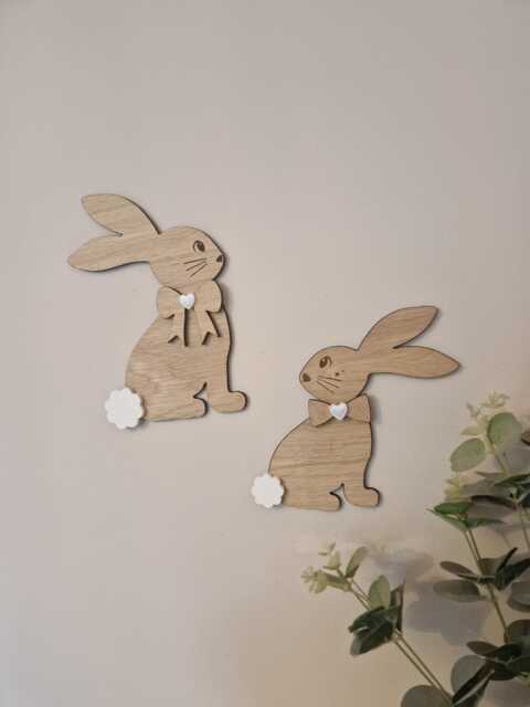 Oak Bunny Nursery Wall Art, Wooden Decor, Nursery, Babies Children's Room Rabbit - image 1