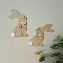 Oak Bunny Nursery Wall Art, Wooden Decor, Nursery, Babies Children's Room Rabbit - thumbnail 3