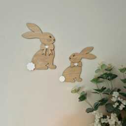Oak Bunny Nursery Wall Art, Wooden Decor, Nursery, Babies Children's Room Rabbit - thumbnail 2