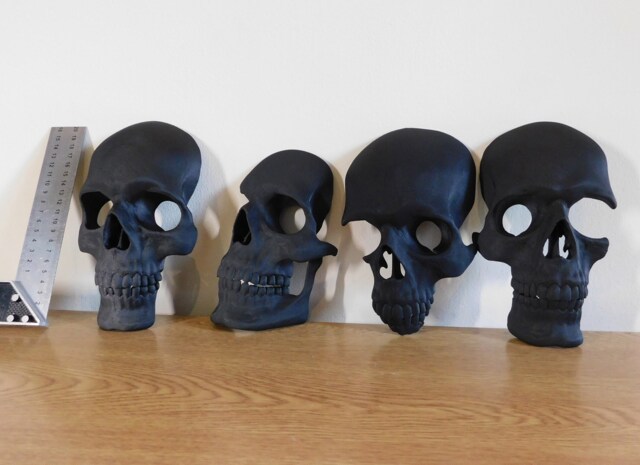 Skull Wall Decor Gothic Black Replica Skulls, Set Of 4, 3D Printed - image 1