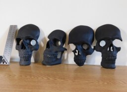 Skull Wall Decor Gothic Black Replica Skulls, Set Of 4, 3D Printed - thumbnail 1