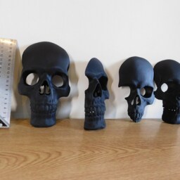 Skull Wall Decor Gothic Black Replica Skulls, Set Of 4, 3D Printed - thumbnail 2