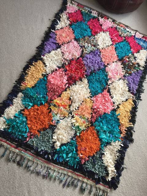 Boucherioute Rug - Berber Atlas Rug, Moroccan Handwoven Vintage Rug/135 X 220 cm 4.4 7.2 Ft Code 308 - image 1