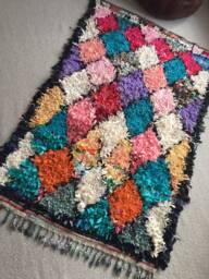 Boucherioute Rug - Berber Atlas Rug, Moroccan Handwoven Vintage Rug/135 X 220 cm 4.4 7.2 Ft Code 308
