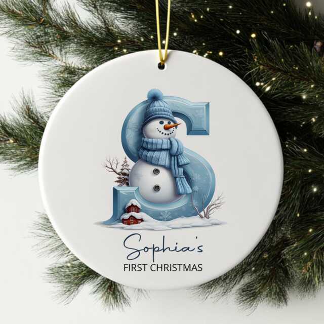 Personalized Baby's First Christmas Name Ornament 2025, Custom New Baby Gift, 1st Initial Ornament, Shower Gift, Baby Xmas - image 1