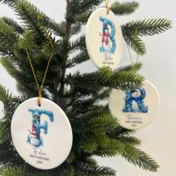 Personalized Baby's First Christmas Name Ornament 2025, Custom New Baby Gift, 1st Initial Ornament, Shower Gift, Baby Xmas - thumbnail 3