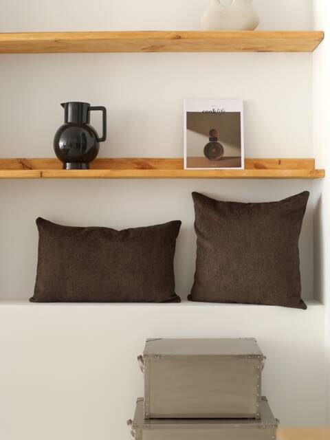 Brown Teddy Boucle Throw Pillow Cover, Boho Cozy Long Lumbar Case, Soft Textured Comfy Cushion All Sizes, Hidden Zipper, 24x24 - image 1
